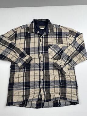 Wicked Shirt Mens Beige Plaid Flannel Lined Long Sleeve Button Up Read